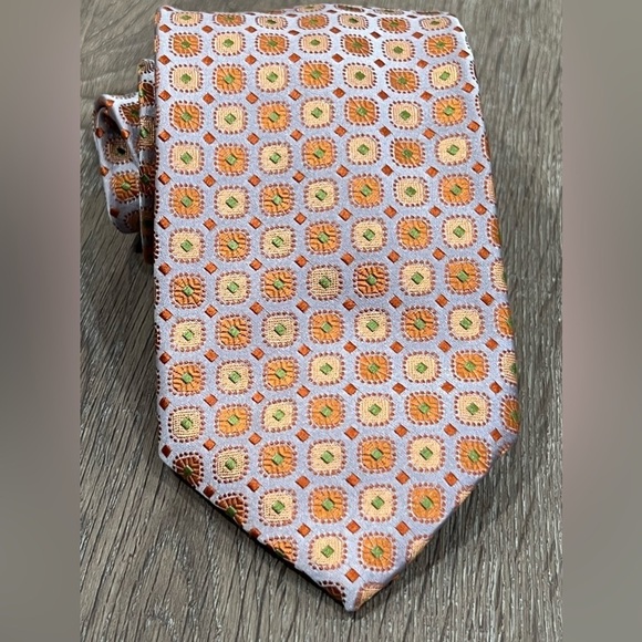 Ermenegildo Zegna Tie Made in Italy 100% Silk Pastel Geometric Sunburst EUC - Picture 10 of 13